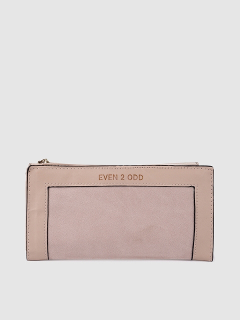 

E2O Women Beige Solid Two-Fold Wallet