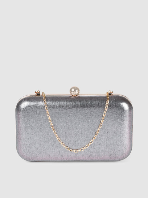 

E2O Silver-Toned Solid Clutch