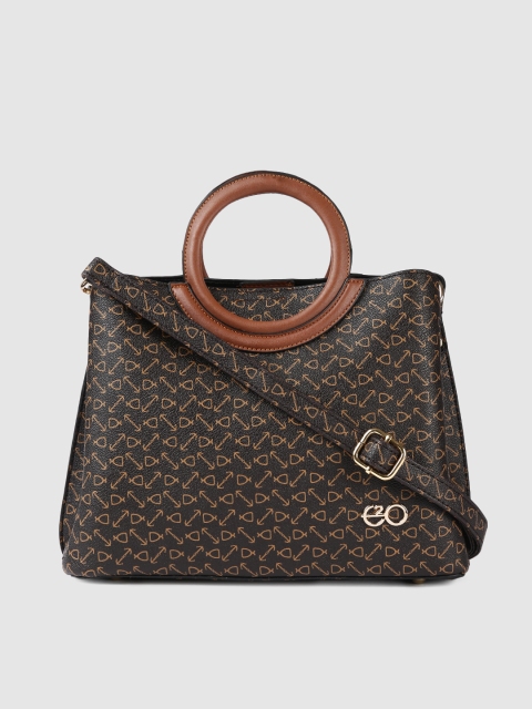 

E2O Coffee Brown Printed Handheld Bag