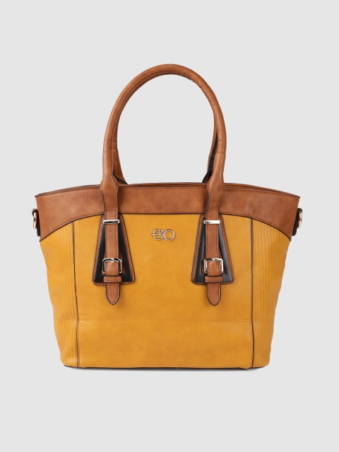 

E2O Yellow & Brown Solid Handheld Bag