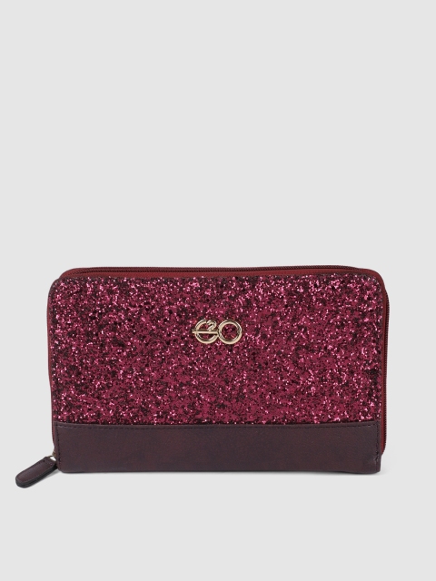 

E2O Women Maroon Embellished Zip Around Wallet