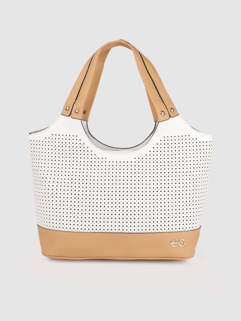 

E2O White & Beige Solid Handheld Bag