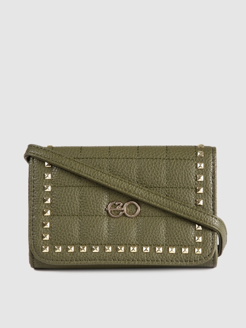 

E2O Olive Green Embellished Sling Bag