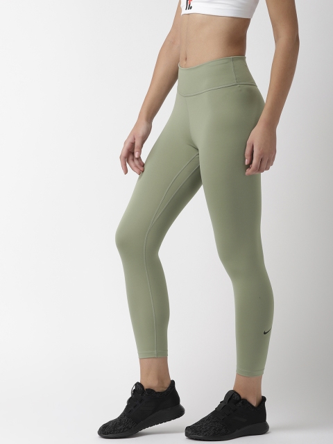 

Nike Women Olive Green Solid Dri-Fit ONE TIGHT CROP DRI-FIT Trainning Capris