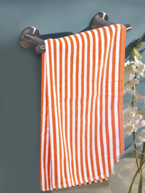 

Turkish Bath Orange & White Premium Cotton Striped Bath Towel