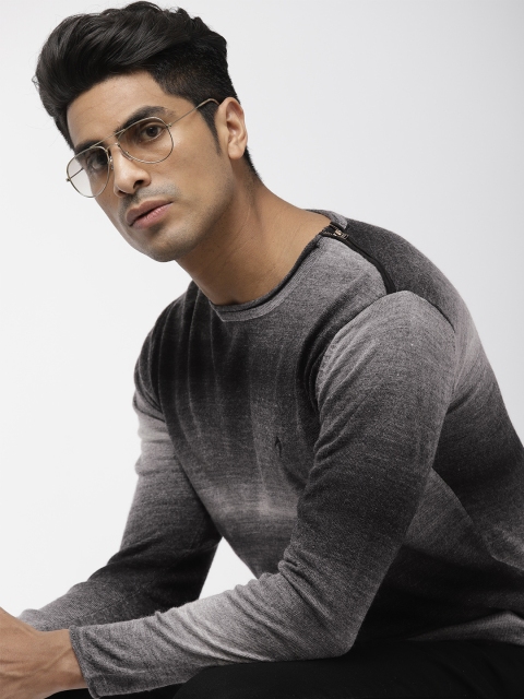 

Indian Terrain Men Charcoal Grey Solid Sweater