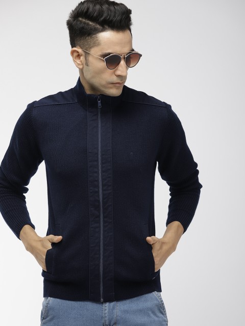 

Indian Terrain Men Navy Blue Solid Sweater