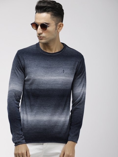 

Indian Terrain Men Navy Blue & White Dyed Sweater