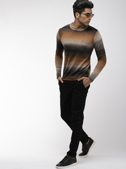 

Indian Terrain Men Black & Brown Dyed Sweater