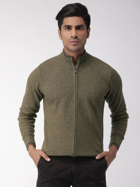 

Indian Terrain Men Olive Green Solid Pullover Sweater