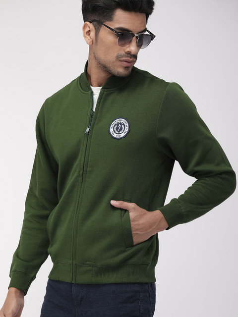 

Indian Terrain Men Green Solid Sweatshirt