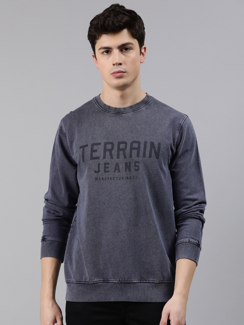 

Indian Terrain Men Navy Blue Printed Sweatshirt