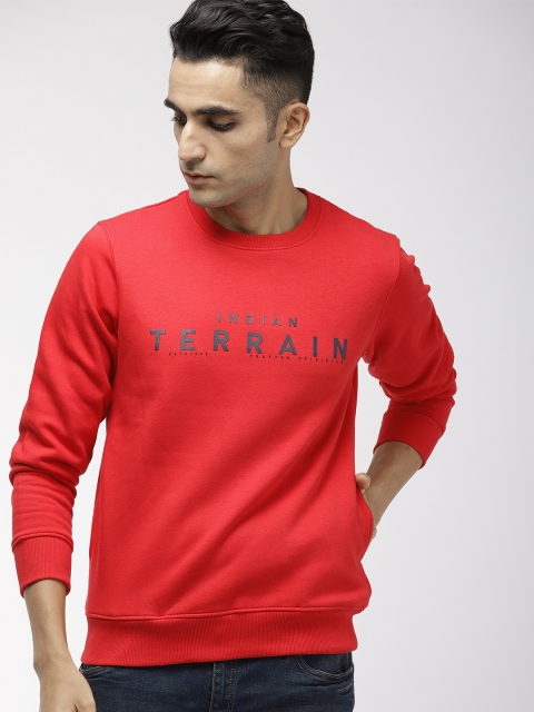 

Indian Terrain Men Red Printed Sweatshirt