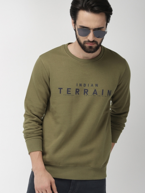 

Indian Terrain Men Olive Green Printed Sweatshirt