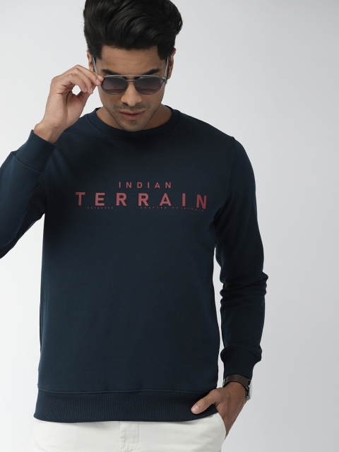 

Indian Terrain Men Navy Blue Printed Pullover Sweatshirt