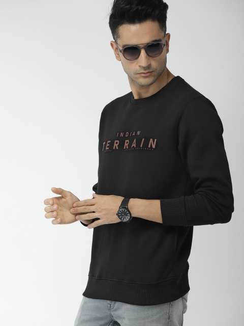 

Indian Terrain Men Black Printed Pullover Sweatshirt