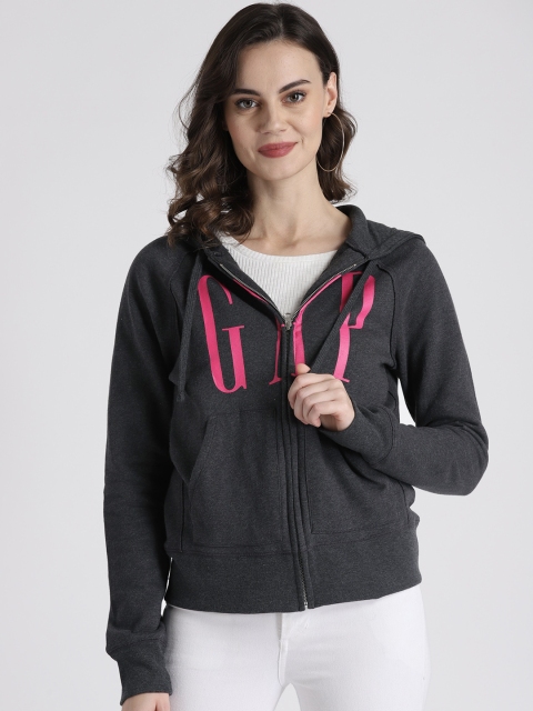 

GAP Women's Vintage Soft Oversized Logo Zip Hoodie, Charcoal