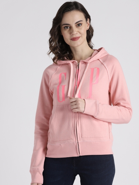 

GAP Women's Vintage Soft Oversized Logo Zip Hoodie, Pink