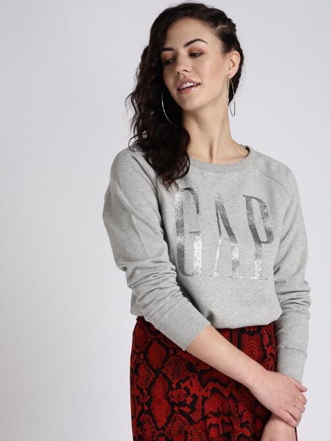 

GAP Women Grey Glitter Logo Sweatshirt