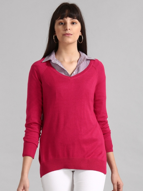 

GAP Womens V-Neck Pullover Sweater, Pink