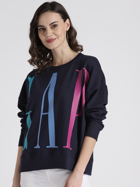 

GAP Women's Vintage Soft Logo Raglan Sweatshirt, Navy blue