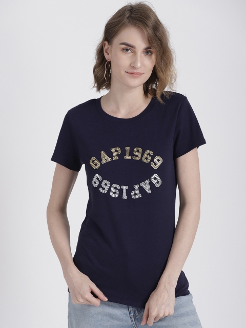 

GAP Women's Logo Crewneck T-Shirt, Navy blue