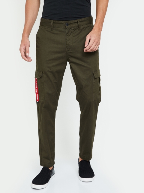 

Bossini Men Olive Green Tapered Fit Solid Cargos