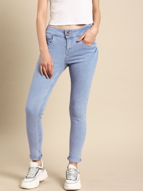 

DressBerry Women Blue Skinny Fit High-Rise Clean Look Stretchable Ankle Length Jeans