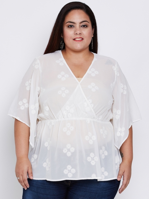 

Oxolloxo Women White Self-design Empire Top