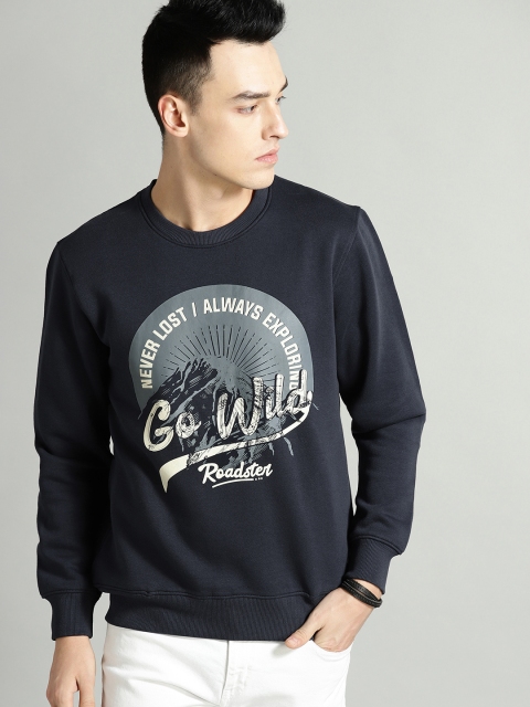 

Roadster Men Navy Blue Printed Sweatshirt