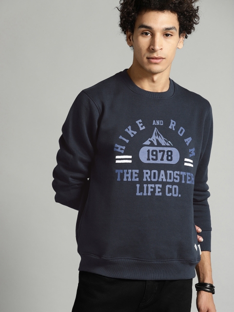 

Roadster Men Navy Blue Printed Sweatshirt