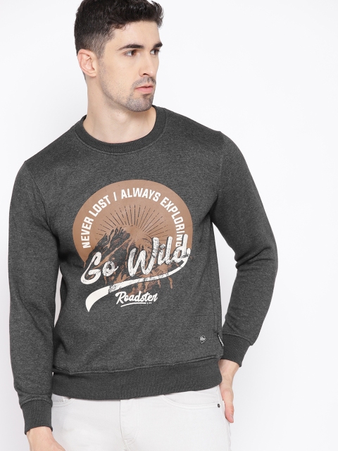 

Roadster Men Charcoal Grey Printed Sweatshirt