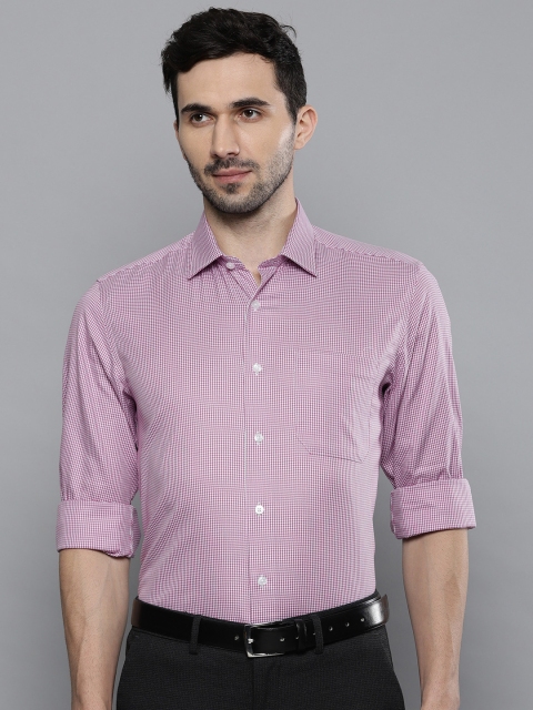 

Louis Philippe Men Purple & White Slim Fit Self Design Permapress finest wrinkle free Formal Shirt