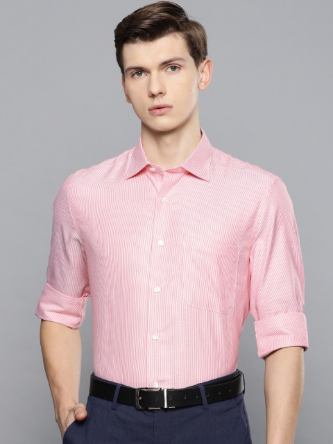 

Louis Philippe Men Pink & Red Classic Regular Fit Striped Formal Shirt
