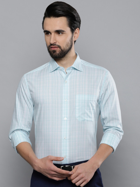 

Louis Philippe Men Blue & White Classic Fit Checked Formal Shirt
