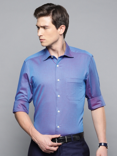 

Louis Philippe Men Blue & Pink Regular Fit Self Design Formal Shirt