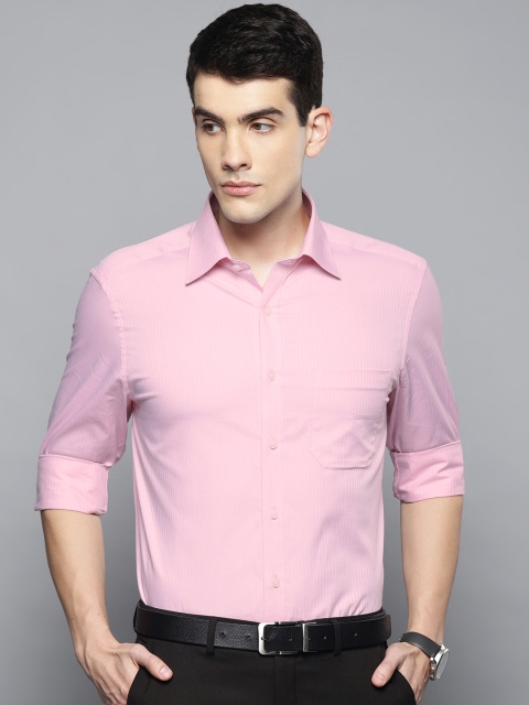 

Louis Philippe Men Pink & White Classic Fit Striped Formal Shirt