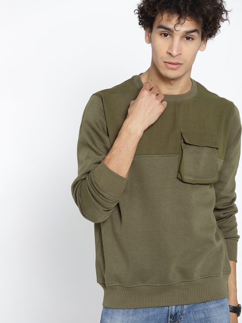 

Roadster Men Olive Green Solid Sweatshirt