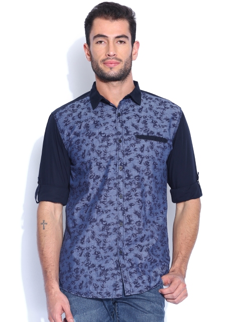 

Nature Casuals Blue Printed Slim Casual Shirt