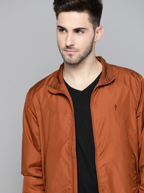 

Indian Terrain Men Rust Brown Solid Bomber Jacket