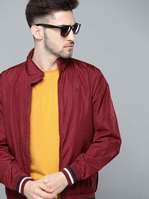 

Indian Terrain Men Maroon Solid Bomber Jacket