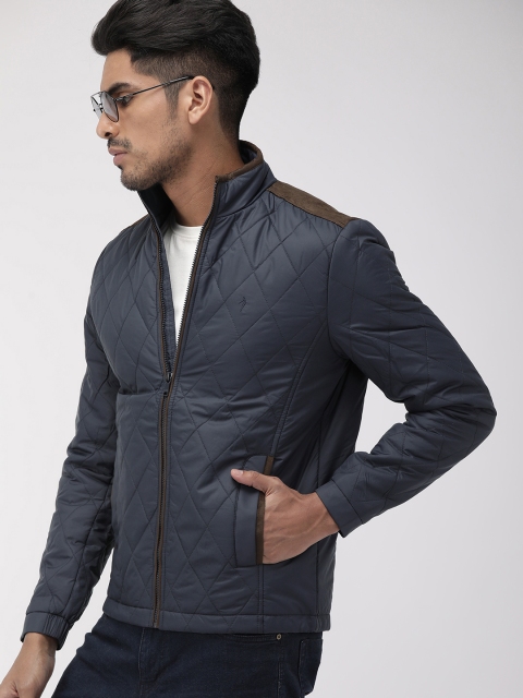 

Indian Terrain Men Navy Blue Solid Lightweight Quilted Jacket
