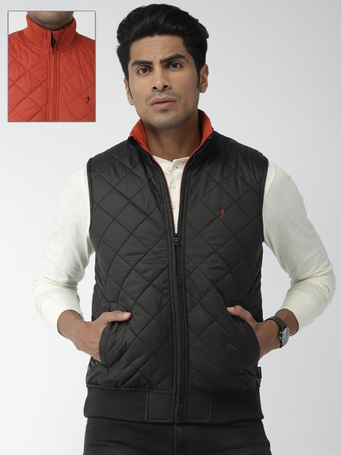 

Indian Terrain Men Black Rust Red Solid Reversible Insulator Puffer Jacket