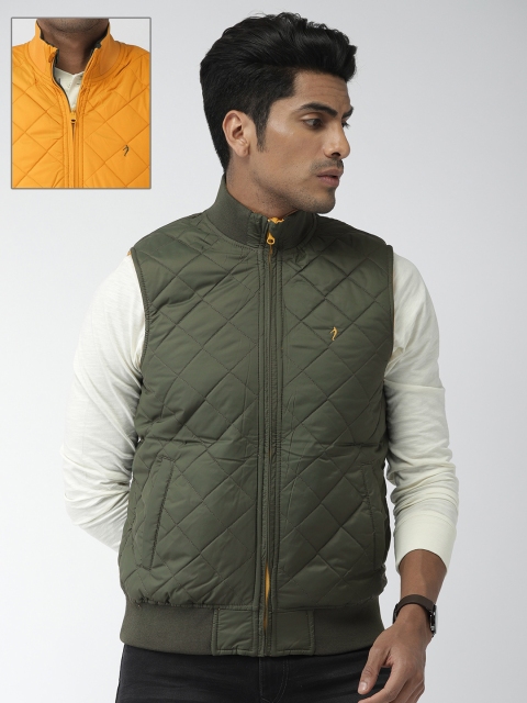 

Indian Terrain Men Olive Green & Mustard Yellow Solid Reversible Insulator Puffer Jacket