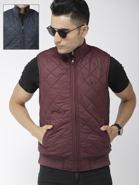 

Indian Terrain Men Burgundy Solid Reversible Lightweight Bomber Jacket