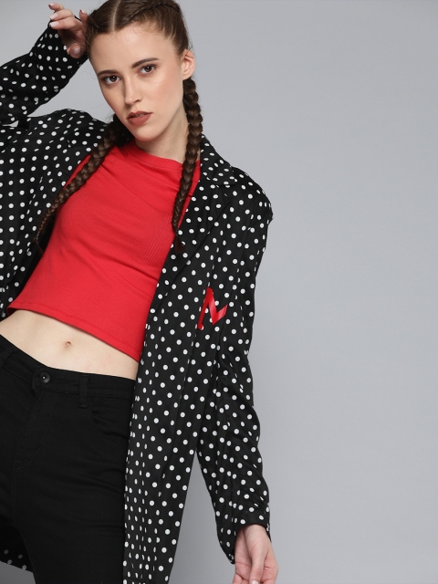 

Kook N Keech Disney Women Black Printed Open Front Casual Pure Cotton Blazer