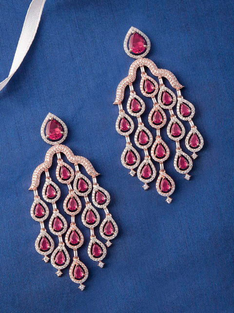 

Rubans Rose Gold & Red Contemporary Drop Earrings