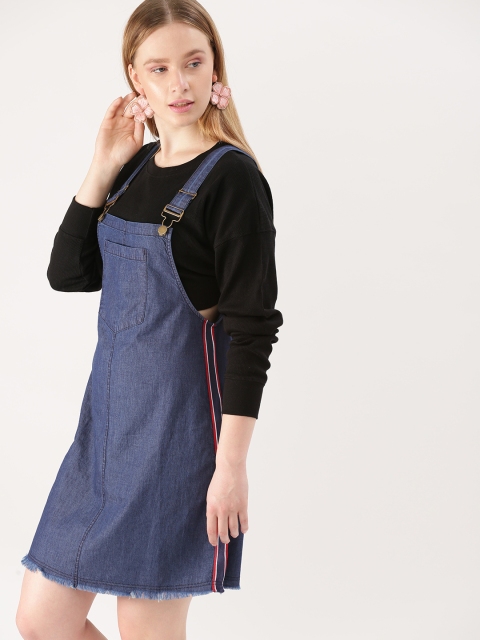 

DressBerry Women Blue Solid Pinafore Dress