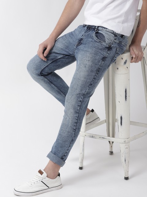 

Mast & Harbour Men Blue Skinny Fit Mid-Rise Low Distress Stretchable Jeans