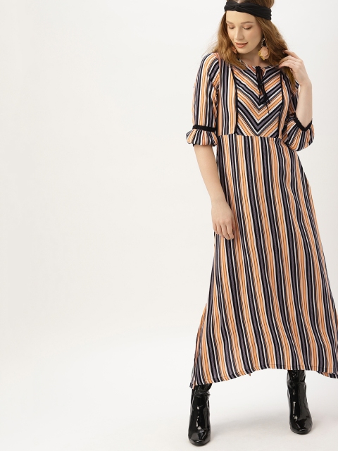 

DressBerry Women Striped Peach-Coloured Maxi Dress